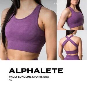 Alphalete Vault Longline Cross Back Sports Bra | XS | Cross Back | Purple